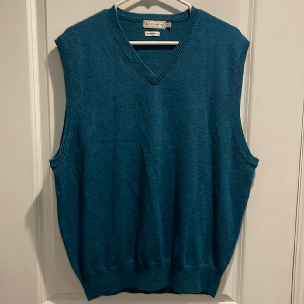 Peter Millar blue 100% merino wool vest size large
